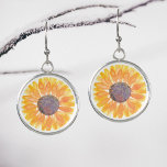 Sunflower Earrings<br><div class="desc">These floral earrings are decorated with a yellow watercolor sunflower.
Original Watercolor © Michele Davies.</div>