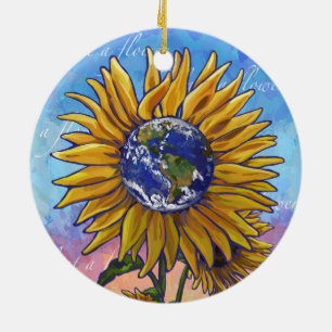 Sunflower Earth Art Ceramic Tree Decoration