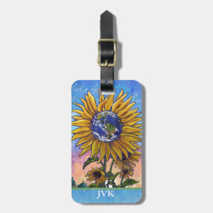 Sunflower Earth Art Luggage Tag