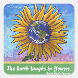 Sunflower Earth Art Square Sticker