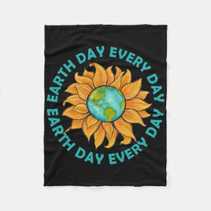 Sunflower Earth Day Every Day Planet Earth Sunflow Fleece Blanket