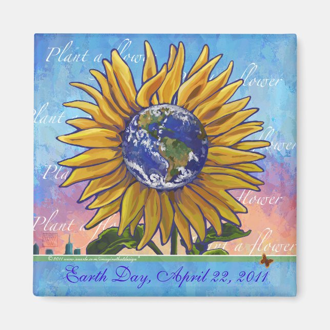 Sunflower Earth Day Magnet (Front)