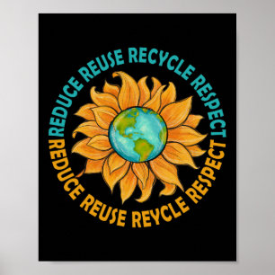Sunflower Earth Day Reduce Reuse Recycle Earth Day Poster