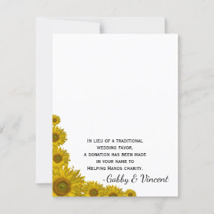 Sunflower Edge Wedding Charity Favor Card