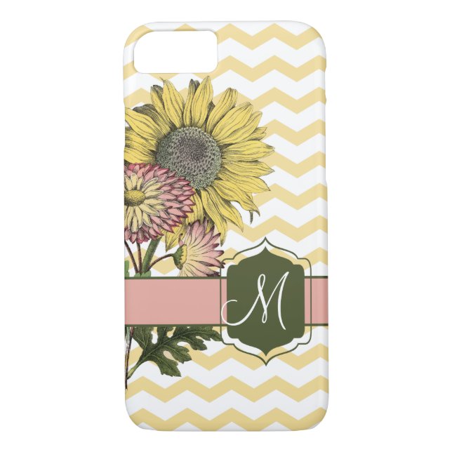 Sunflower Elegance with Monogram | Pink and Yellow Case-Mate iPhone Case (Back)