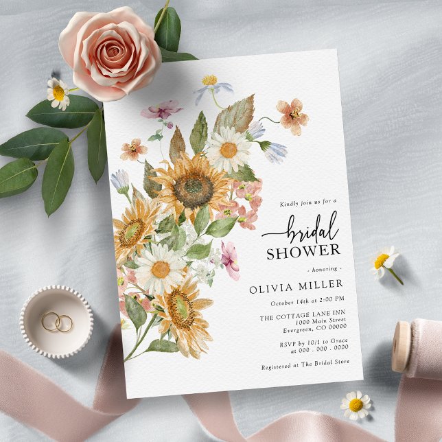 Sunflower Elegant Bridal Shower Invitation (Creator Uploaded)