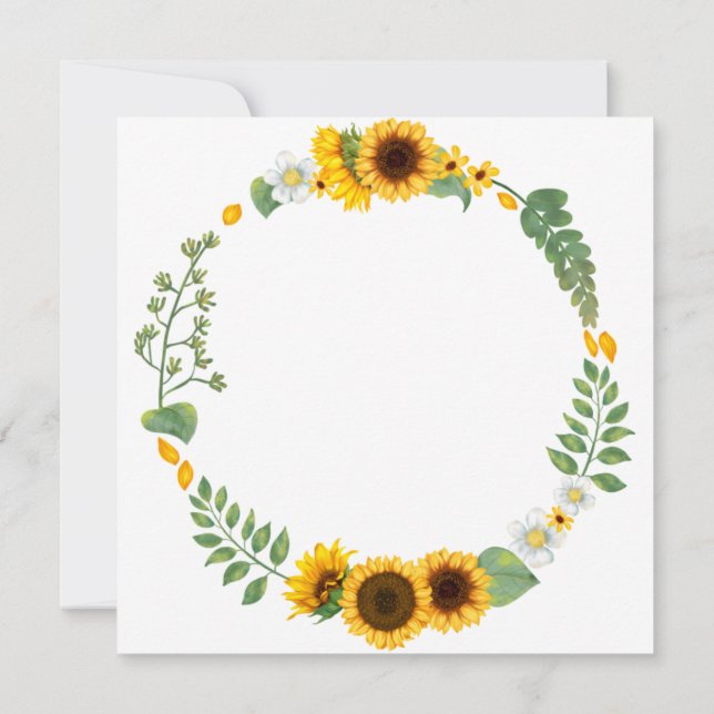 Sunflower elegant rustic circle wedding invitation (Back)