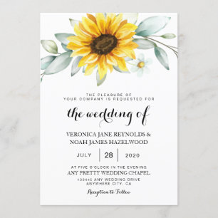 Sunflower Elegant Rustic Geometric Gold Invitation