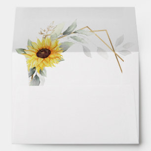 Sunflower Elegant Rustic Geometric Gold Wedding Envelope