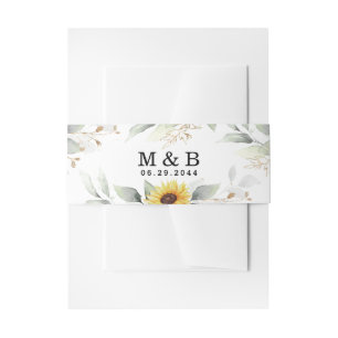 Sunflower Elegant Rustic Geometric Gold Wedding Invitation Belly Band