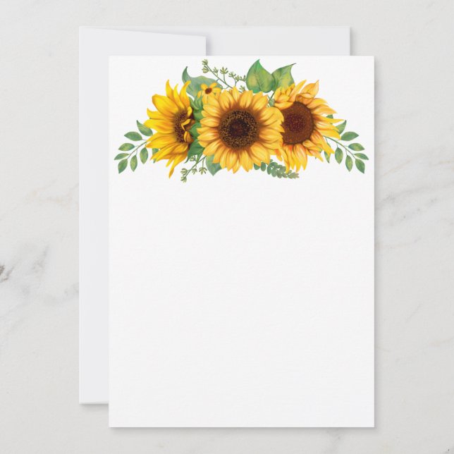 Sunflower Elegant Rustic Wedding Invitation (Back)