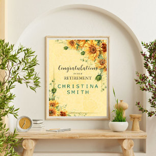 Sunflower Elegant Watercolor Retirement Party Poster