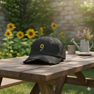 Sunflower Embroidery Hat Simple Small Flower Des