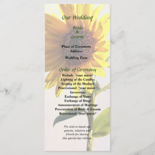 Sunflower Enjoying the Sun Wedding Program Programme