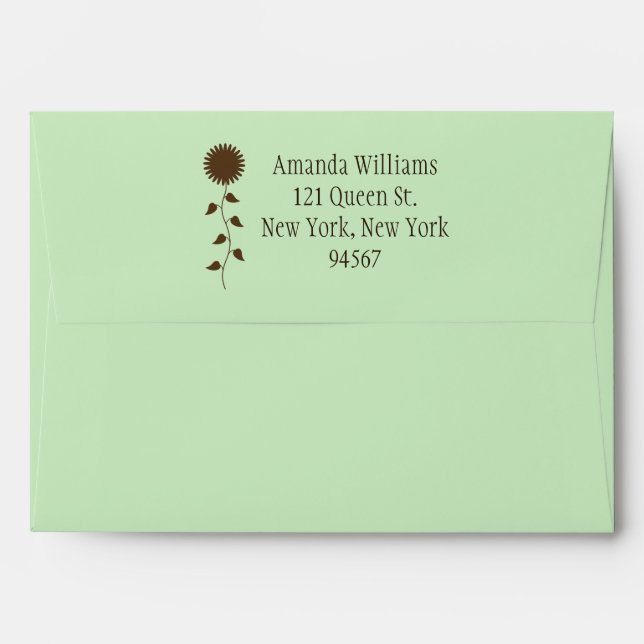 Sunflower Envelope on Green (Back (Top Flap))