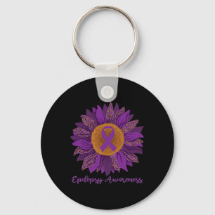 Sunflower Epilepsy Awareness - Purple Ribbon Key Ring