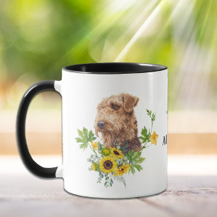 Sunflower Eucalyptus Airedale Terrier Dog  Mug