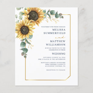Sunflower Eucalyptus All In One Wedding Invitation