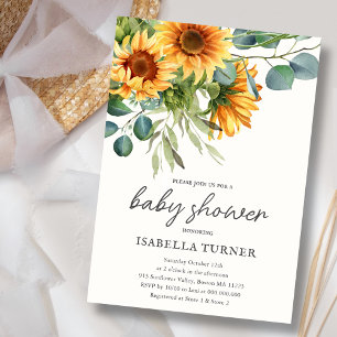 Sunflower & Eucalyptus Baby Shower Invitation