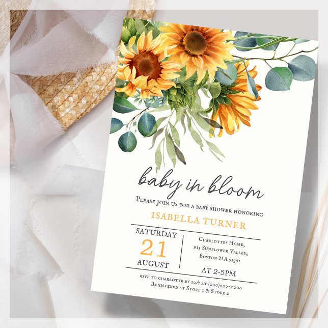 Sunflower & Eucalyptus Baby Shower Invitation (Creator Uploaded)