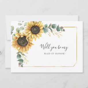 Sunflower Eucalyptus Be My Maid of Honour Card