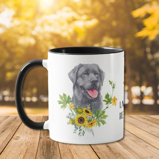 Sunflower Eucalyptus Black Labrador Retriever Dog Mug (Creator Uploaded)