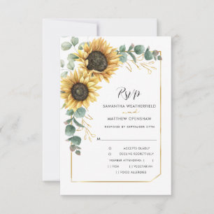 Sunflower Eucalyptus Botanical Wedding QR Code RSVP Card
