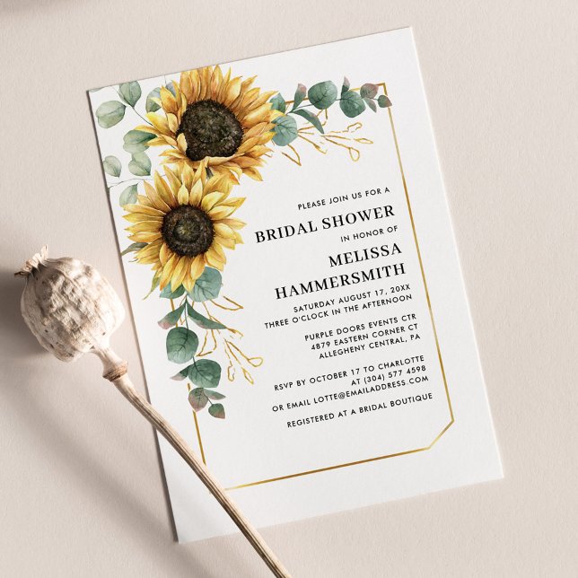 Sunflower Eucalyptus Bridal Shower Invitation (Creator Uploaded)