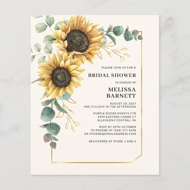 Sunflower Eucalyptus Bridal Shower Invitation (Front)