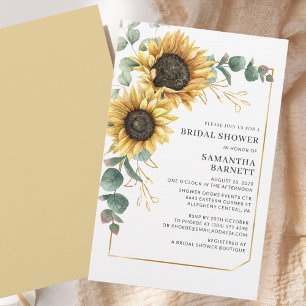 Sunflower Eucalyptus Bridal Shower Invitation Stationery