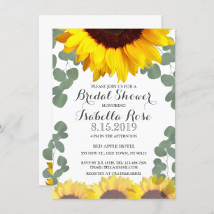 Sunflower Eucalyptus Bridal Shower Invitations