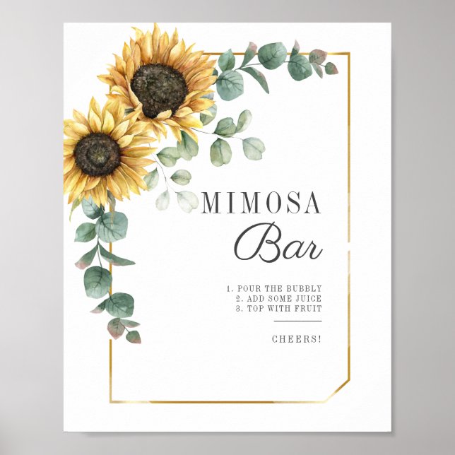 Sunflower Eucalyptus Bridal Shower Mimosa Bar Sign (Front)