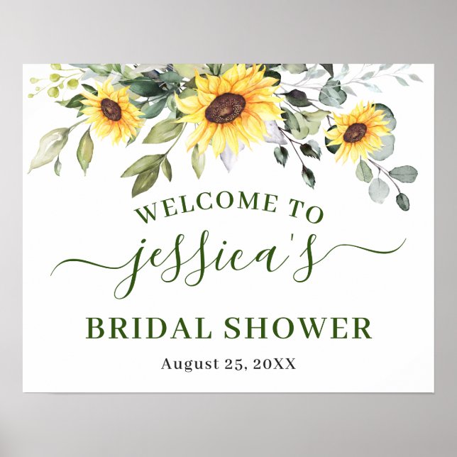 Sunflower Eucalyptus BRIDAL SHOWER Welcome Sign (Front)