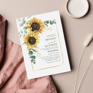 Sunflower Eucalyptus Budget Floral Wedding Card