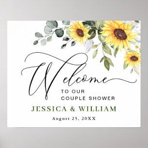 Sunflower Eucalyptus COUPLE SHOWER Welcome Sign