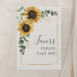 Sunflower Eucalyptus Favours Wedding Sign Card