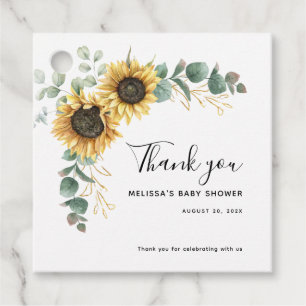 Sunflower Eucalyptus Floral Baby Shower Favour Tags
