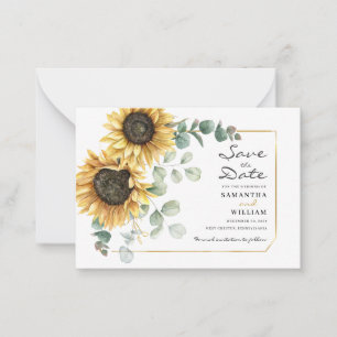 Sunflower Eucalyptus Floral Botanical Save Date Card