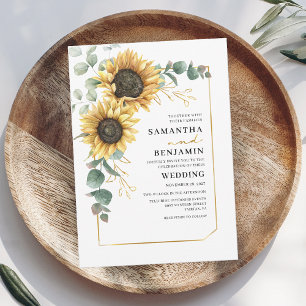 Sunflower Eucalyptus Floral Botanical Wedding Invitation