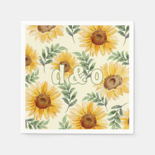 Sunflower Eucalyptus Floral Botanical Wedding Napkin
