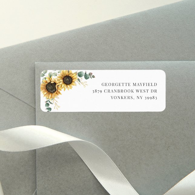 Sunflower Eucalyptus Floral Return Address (Sunflower Eucalyptus Floral Return Address Label)