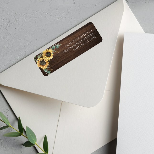 Sunflower Eucalyptus Floral Rustic Return Address (Rustic Sunflower Eucalyptus Watercolor Return Address Label)