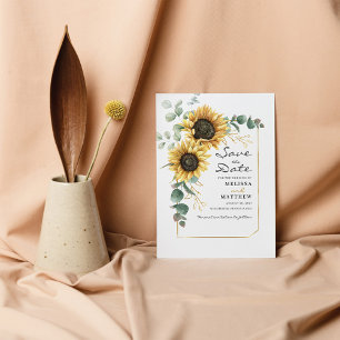 Sunflower Eucalyptus Floral Save The Date Card