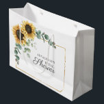 Sunflower Eucalyptus Floral Script Bridal Shower Large Gift Bag<br><div class="desc">Sunflower Eucalyptus Leaves Script Bridal Shower gift  bag featuring botanical floral with geometric faux gold foil frame. Easily replace the placeholder text with your details by clicking the "Personalise" button</div>
