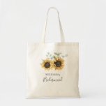 Sunflower Eucalyptus Floral Wedding Bridesmaid Tote Bag<br><div class="desc">Create a modern Sunflower Floral save the date card with this cute template featuring beautiful rustic floral bouquet, geometric gold effect frame, with modern simple typography. TIP: Matching wedding suite cards like RSVP, wedding programs, banners, tapestry, gift tags, signs, and other wedding keepsakes and goodies are available in the collection...</div>