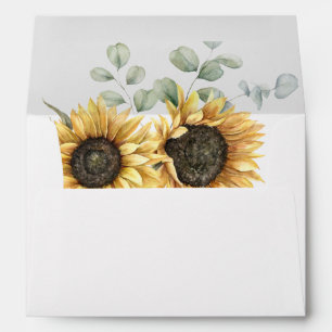 Sunflower Eucalyptus Floral Wedding Envelope