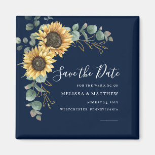 Sunflower Eucalyptus Floral Wedding Save The Date Magnet