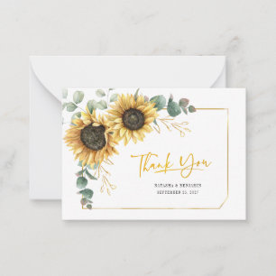 Sunflower Eucalyptus Floral Wedding Thank You Card
