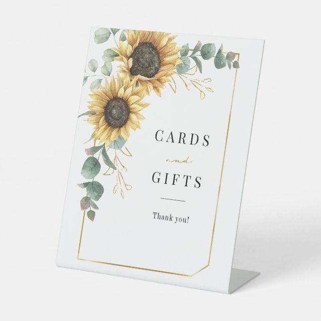 Sunflower Eucalyptus Geometric Cards and Gifts Pedestal Sign (Front)