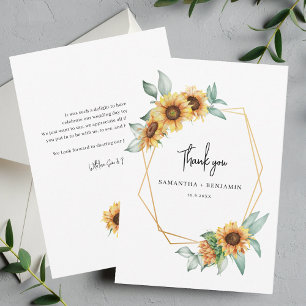 Sunflower Eucalyptus Geometric Wedding Thank You Card